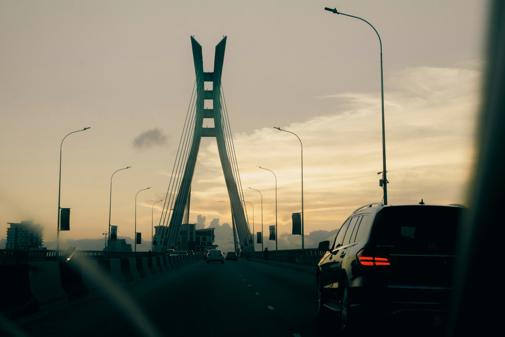 Lekki-Ikoyi Bridge at dusk, Lagos